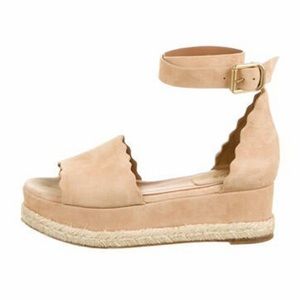 🐚CHLOÉ Suede Scalloped Accent Espadrilles🐚